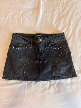 Target Black Denim Mini Skirt with Stud Embellishments